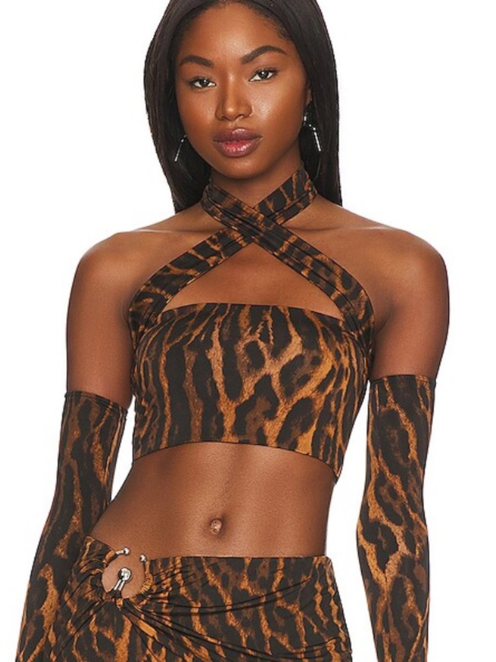 AFRM Ligia cropped top in leopard